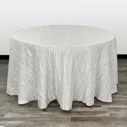 132 inch Crinkle Taffeta Round Tablecloth White - Bridal Tablecloth