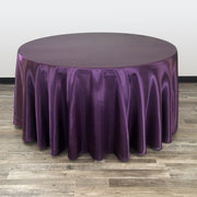 120 inch Satin Round Tablecloth Eggplant - Bridal Tablecloth