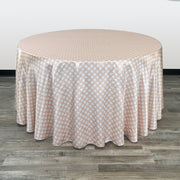 120 inch Satin Round Tablecloth Peach and White Polka Dots - Bridal Tablecloth