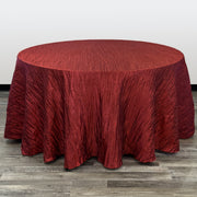 132 inch Crinkle Taffeta Round Tablecloth Burgundy - Bridal Tablecloth