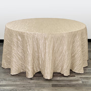 132 inch Crinkle Taffeta Round Tablecloth Champagne - Bridal Tablecloth