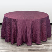 132 inch Crinkle Taffeta Round Tablecloth Eggplant - Bridal Tablecloth