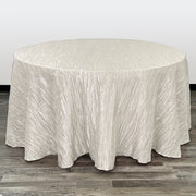 132 inch Crinkle Taffeta Round Tablecloth Ivory - Bridal Tablecloth