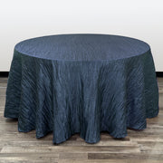 132 inch Crinkle Taffeta Round Tablecloth Navy Blue - Bridal Tablecloth