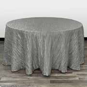 132 inch Crinkle Taffeta Round Tablecloth Platinum - Bridal Tablecloth