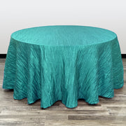 132 inch Crinkle Taffeta Round Tablecloth Teal - Bridal Tablecloth