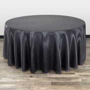 132 inch Satin Round Tablecloth Black - Bridal Tablecloth