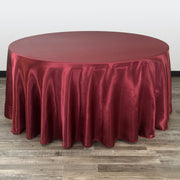 132 inch Satin Round Tablecloth Burgundy - Bridal Tablecloth