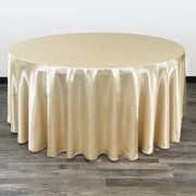 132 inch Satin Round Tablecloth Champagne - Bridal Tablecloth