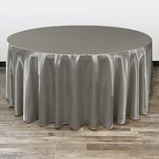 132 inch Satin Round Tablecloth Platinum - Bridal Tablecloth