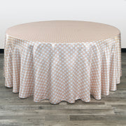 132 inch Satin Round Tablecloth Peach and White Polka Dots - Bridal Tablecloth