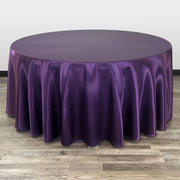 132 inch Satin Round Tablecloth Purple - Bridal Tablecloth