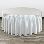 132 inch Satin Round Tablecloth White - Bridal Tablecloth
