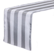 14 x 108 inch Satin Table Runner Gray and White Striped