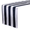 14 x 108 inch Satin Table Runner Navy Blue and White Striped - Bridal Tablecloth