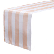 14 x 108 inch Satin Table Runner Peach and White Striped - Bridal Tablecloth
