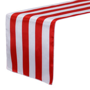 14 x 108 inch Satin Table Runner Red and White Striped - Bridal Tablecloth