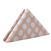 20 inch Satin Cloth Napkins Peach and White Polka Dots (Pack of 10) - Bridal Tablecloth