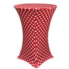 30 inch Highboy Cocktail Round Spandex Table Cover Red and White Polka Dot