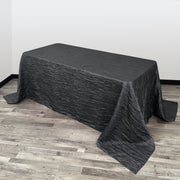 90 x 132 inch Crinkle Taffeta Rectangular Tablecloth Black - Bridal Tablecloth
