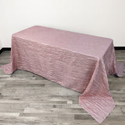 90 x 156 Inch Rectangular Crinkle Taffeta Tablecloth Dusty Rose