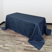 90 x 156 inch Crinkle Taffeta Rectangular Tablecloth Navy Blue