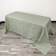 90 x 132 Inch Rectangular Crinkle Taffeta Tablecloth Sage - Bridal Tablecloth