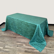 90 x 132 inch Crinkle Taffeta Rectangular Tablecloth Teal - Bridal Tablecloth