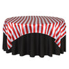 90 inch Square Satin Table Overlay Red and White Striped