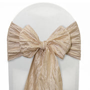 Crinkle Taffeta Chair Sashes Champagne (Pack of 10) - Bridal Tablecloth