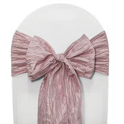 Crinkle Taffeta Chair Sashes Dusty Rose (Pack of 10) - Bridal Tablecloth