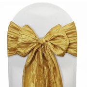 Crinkle Taffeta Chair Sashes Gold (Pack of 10) - Bridal Tablecloth