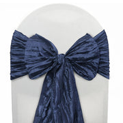Crinkle Taffeta Chair Sashes Navy Blue (Pack of 10) - Bridal Tablecloth