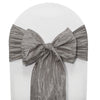 Crinkle Taffeta Chair Sashes Platinum (Pack of 10) - Bridal Tablecloth