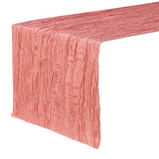 14 x 108 inch Crinkle Taffeta Table Runner Coral - Bridal Tablecloth