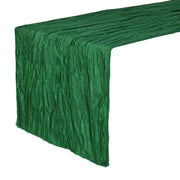 14 x 108 inch Crinkle Taffeta Table Runner Hunter Green - Bridal Tablecloth