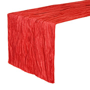 14 x 108 inch Crinkle Taffeta Table Runner Red - Bridal Tablecloth