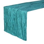 14 x 108 inch Crinkle Taffeta Table Runner Teal - Bridal Tablecloth