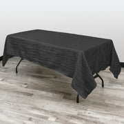 60 x 102 Inch Rectangular Crinkle Taffeta Tablecloth Black - Bridal Tablecloth