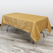 60 x 102 Inch Rectangular Crinkle Taffeta Tablecloth Gold - Bridal Tablecloth