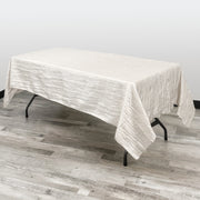 60 x 102 Inch Rectangular Crinkle Taffeta Tablecloth Ivory - Bridal Tablecloth