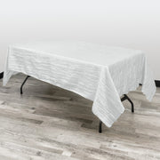 60 x 102 Inch Rectangular Crinkle Taffeta Tablecloth White - Bridal Tablecloth