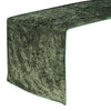 14 x 108 Inch Crushed Velvet Table Runner Olive Green