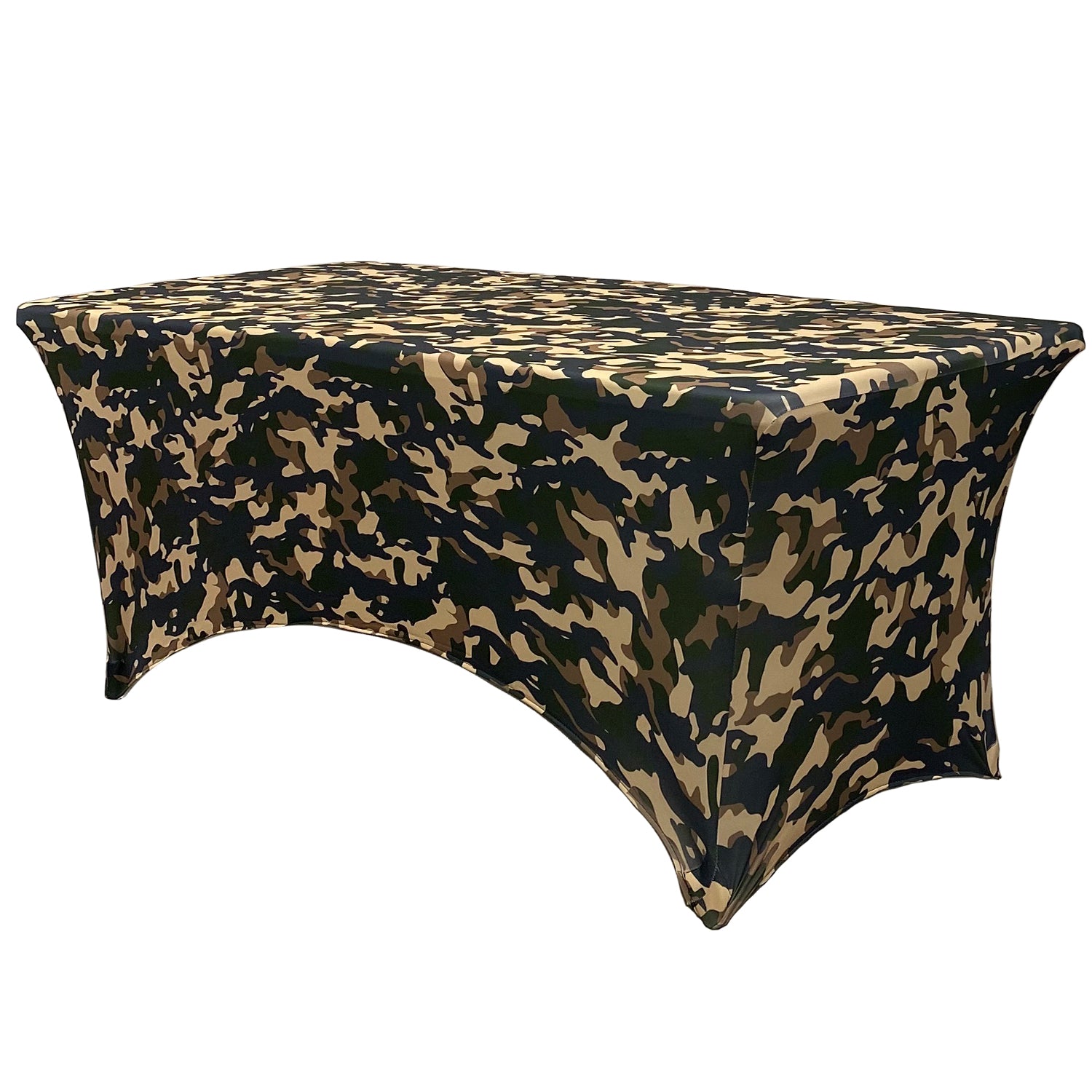 Camo Rectangle Stretch Spandex 4 ft Rectangular Table Cover Camouflage/Army