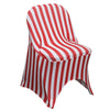 Stretch Spandex Folding Chair Covers Striped Red and White
