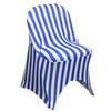 Stretch Spandex Folding Chair Covers Striped Royal Blue and White