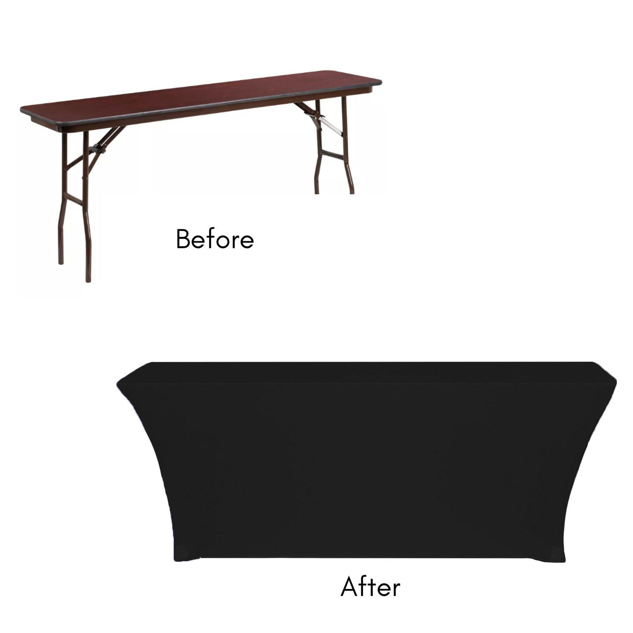 Stretch Spandex 8 ft x 18 Inches Rectangular Classroom Table Cover Bla ...