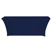 Stretch Spandex 8 ft x 18 Inches Rectangular Classroom Table Cover Navy Blue