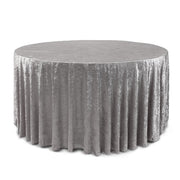 120 Inch Round Crushed Velvet Tablecloth Dark Silver - Bridal Tablecloth