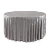 132 Inch Round Crushed Velvet Tablecloth Dark Silver